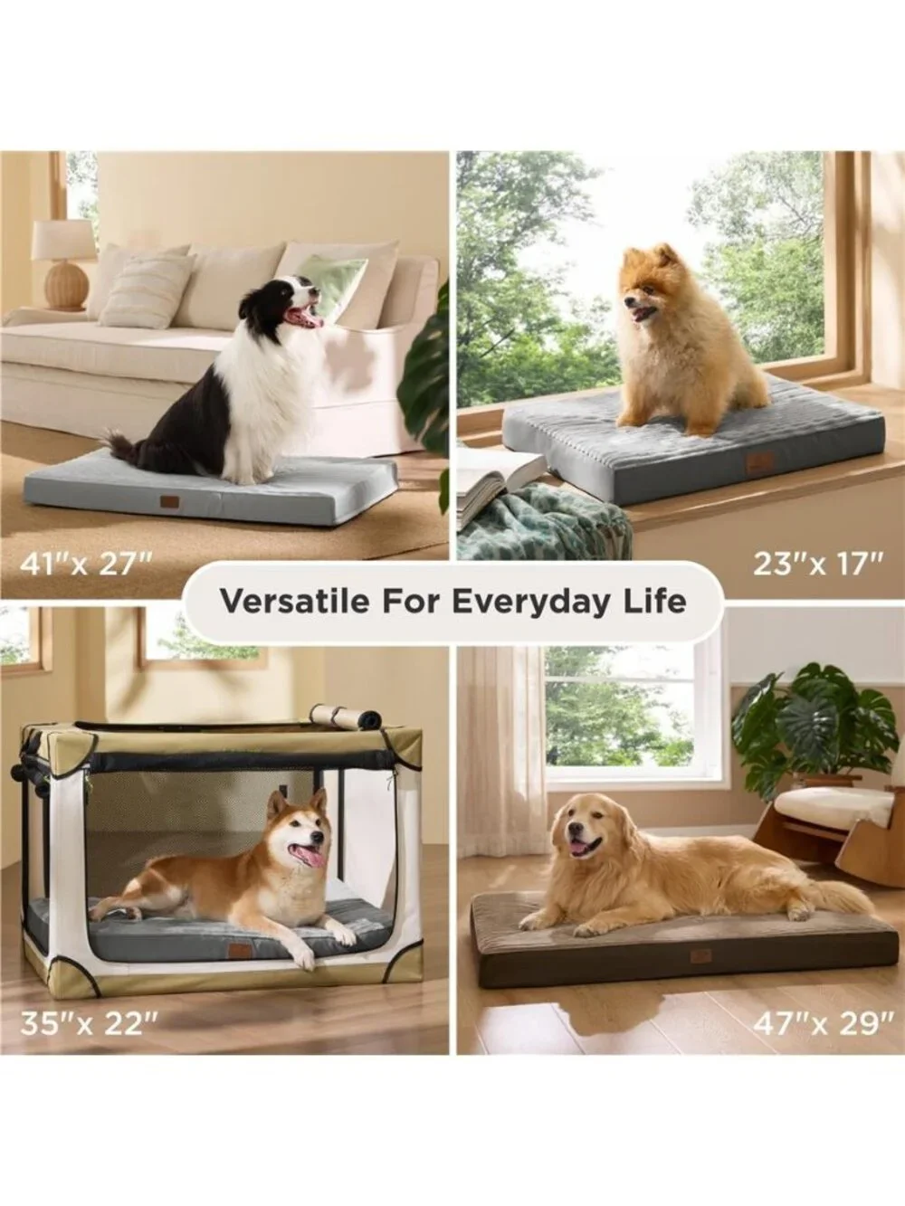 Orthopedic Dog Bed for Large Dogs Washable Pet Beds for CRATE(35